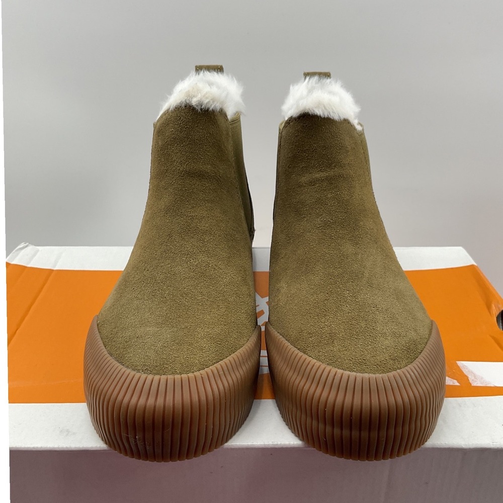 Timberland Skyla Bay Chelsea Boots Suede Faux Fur Olive Green A2AEW Womens 8